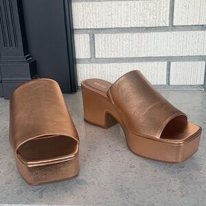 Anthropologie Maeve Metallic Platform Sandal